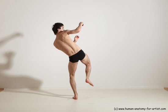 Underwear Martial art Man White Standing poses - ALL Slim Short Brown Standing poses - simple Dynamic poses Academic