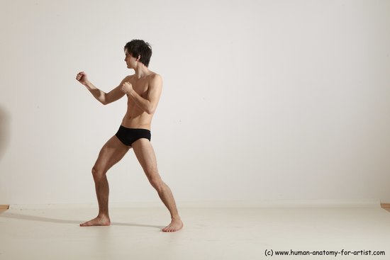 Underwear Martial art Man White Standing poses - ALL Slim Short Brown Standing poses - simple Dynamic poses Academic