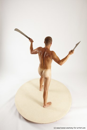 Nude Fighting with knife Man White Standing poses - ALL Slim Short Brown Standing poses - simple Multi angles poses Realistic