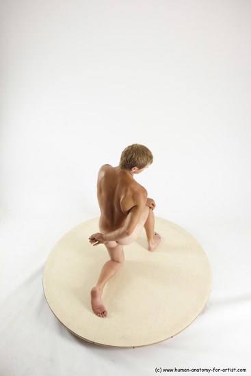 Nude Man White Kneeling poses - ALL Athletic Short Brown Kneeling poses - on one knee Multi angles poses Realistic