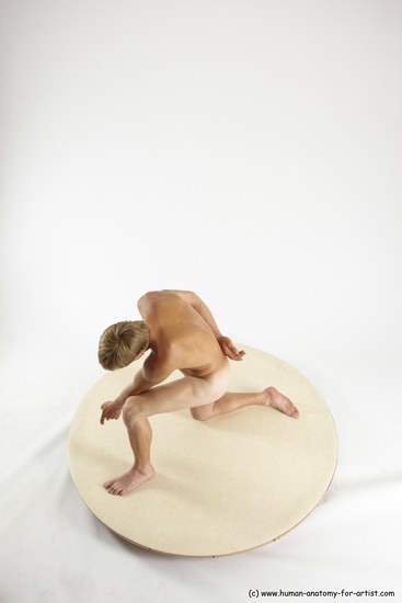 Nude Man White Kneeling poses - ALL Athletic Short Brown Kneeling poses - on one knee Multi angles poses Realistic