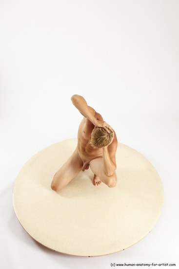 Nude Man White Kneeling poses - ALL Athletic Short Brown Kneeling poses - on one knee Multi angles poses Realistic