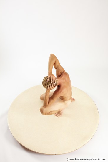 Nude Man White Kneeling poses - ALL Athletic Short Brown Kneeling poses - on one knee Multi angles poses Realistic