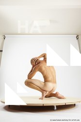 Nude Man White Kneeling poses - ALL Athletic Short Brown Kneeling poses - on one knee Multi angles poses Realistic
