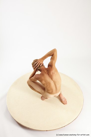 Nude Man White Kneeling poses - ALL Athletic Short Brown Kneeling poses - on one knee Multi angles poses Realistic