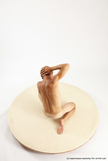 Nude Man White Kneeling poses - ALL Athletic Short Brown Kneeling poses - on one knee Multi angles poses Realistic