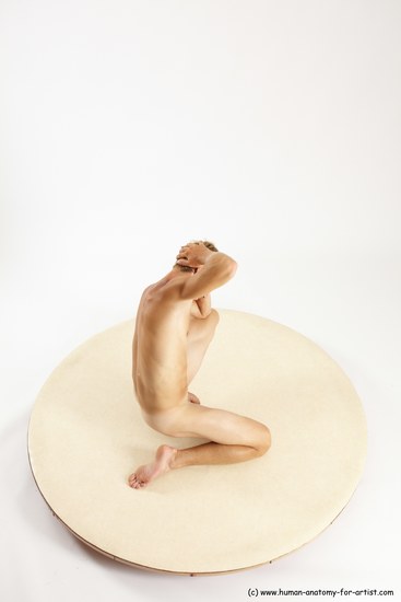 Nude Man White Kneeling poses - ALL Athletic Short Brown Kneeling poses - on one knee Multi angles poses Realistic