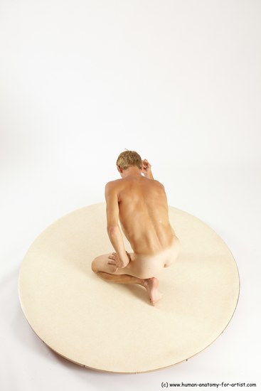 Nude Man White Kneeling poses - ALL Athletic Short Brown Kneeling poses - on one knee Multi angles poses Realistic