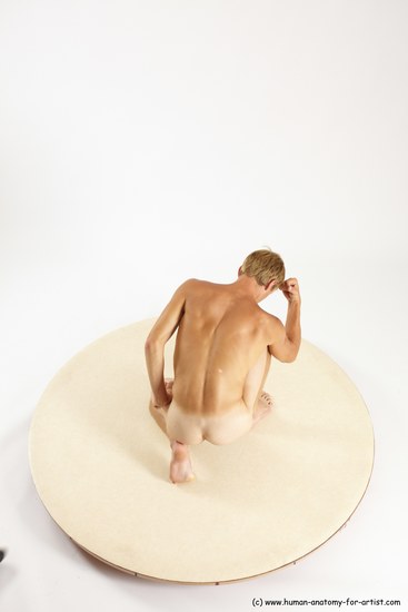 Nude Man White Kneeling poses - ALL Athletic Short Brown Kneeling poses - on one knee Multi angles poses Realistic