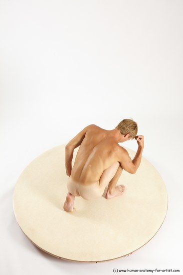 Nude Man White Kneeling poses - ALL Athletic Short Brown Kneeling poses - on one knee Multi angles poses Realistic