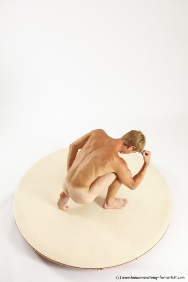 Nude Man White Kneeling poses - ALL Athletic Short Brown Kneeling poses - on one knee Multi angles poses Realistic