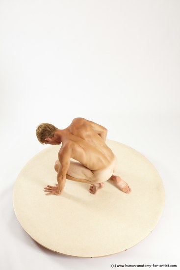 Nude Man White Kneeling poses - ALL Athletic Short Brown Kneeling poses - on one knee Multi angles poses Realistic