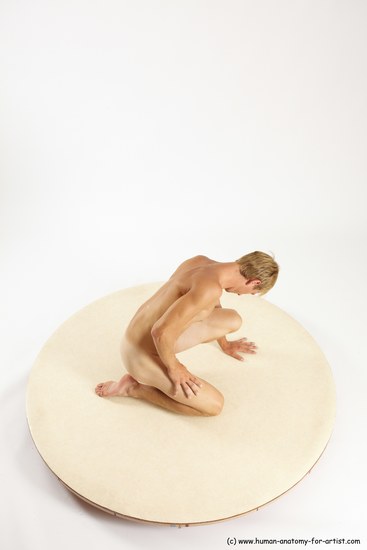 Nude Man White Kneeling poses - ALL Athletic Short Brown Kneeling poses - on one knee Multi angles poses Realistic