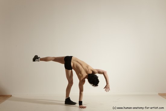 Underwear Gymnastic poses Man White Athletic Short Black Dancing Dynamic poses Academic