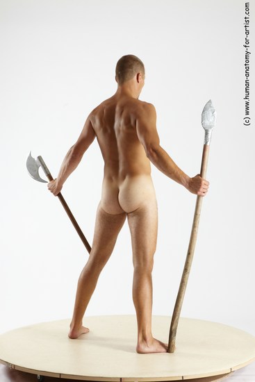 Nude Fighting with axe Man White Standing poses - ALL Slim Short Brown Standing poses - simple Multi angles poses Realistic