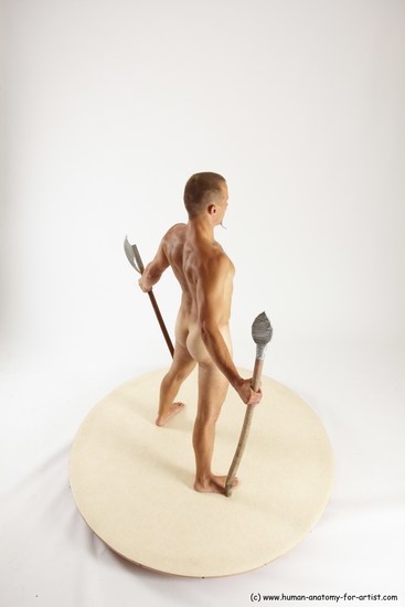 Nude Fighting with axe Man White Standing poses - ALL Slim Short Brown Standing poses - simple Multi angles poses Realistic