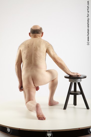 and more Nude Man White Kneeling poses - ALL Chubby Bald Grey Kneeling poses - on one knee Realistic