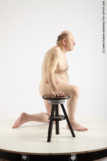 and more Nude Man White Kneeling poses - ALL Chubby Bald Grey Kneeling poses - on one knee Realistic