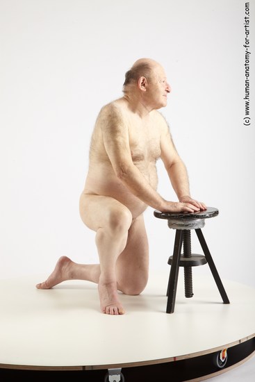 and more Nude Man White Kneeling poses - ALL Chubby Bald Grey Kneeling poses - on one knee Realistic