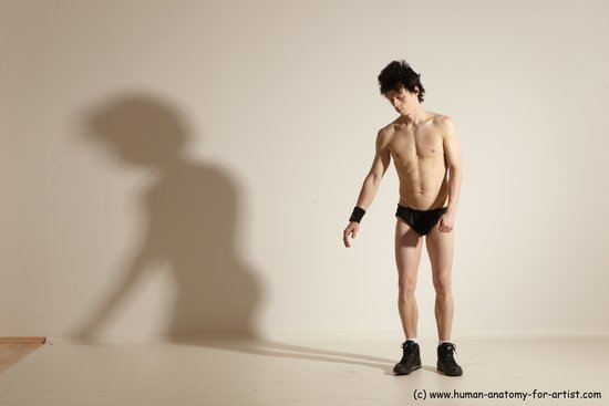 Underwear Gymnastic poses Man White Athletic Short Black Dancing Dynamic poses Academic