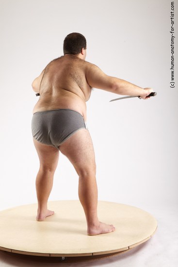 Underwear Fighting with sword Man White Standing poses - ALL Overweight Short Black Standing poses - simple Academic