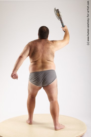 Underwear Fighting with axe Man White Standing poses - ALL Overweight Short Black Standing poses - simple Academic