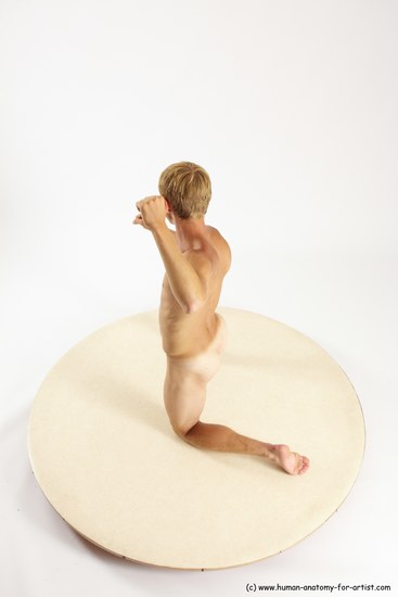 Nude Man White Kneeling poses - ALL Athletic Short Blond Kneeling poses - on one knee Multi angles poses Realistic