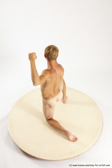 Nude Man White Kneeling poses - ALL Athletic Short Blond Kneeling poses - on one knee Multi angles poses Realistic