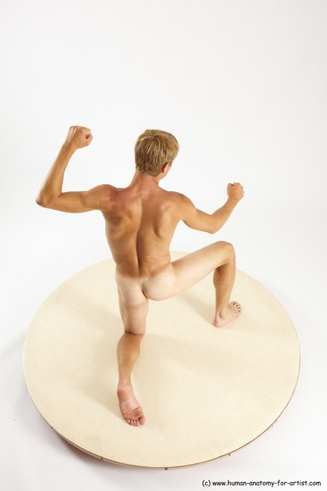 Nude Man White Kneeling poses - ALL Athletic Short Blond Kneeling poses - on one knee Multi angles poses Realistic