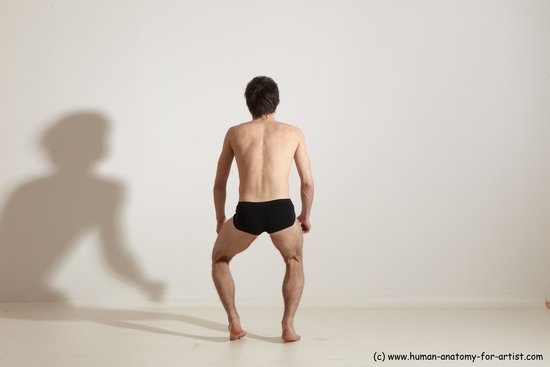 Underwear Gymnastic poses Man White Moving poses Slim Short Brown Dynamic poses Academic