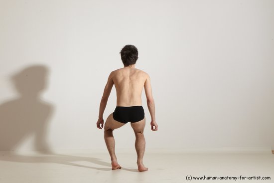 Underwear Gymnastic poses Man White Moving poses Slim Short Brown Dynamic poses Academic