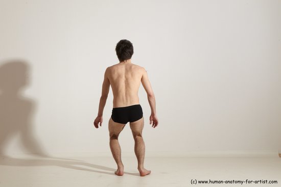 Underwear Gymnastic poses Man White Moving poses Slim Short Brown Dynamic poses Academic