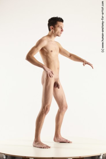 Nude Man White Standing poses - ALL Athletic Short Brown Standing poses - simple Multi angles poses Realistic