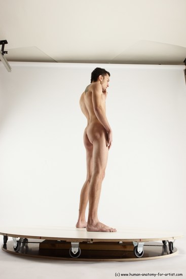 Nude Man White Standing poses - ALL Athletic Short Brown Standing poses - simple Multi angles poses Realistic