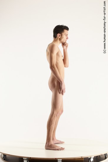 Nude Man White Standing poses - ALL Athletic Short Brown Standing poses - simple Multi angles poses Realistic