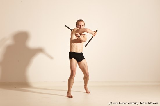 Underwear Fighting Man White Standing poses - ALL Slim Short Blond Standing poses - simple Dynamic poses Academic