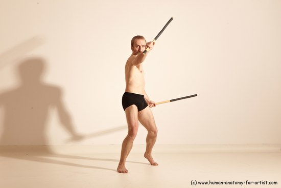 Underwear Fighting Man White Standing poses - ALL Slim Short Blond Standing poses - simple Dynamic poses Academic