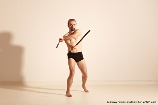 Underwear Fighting Man White Standing poses - ALL Slim Short Blond Standing poses - simple Dynamic poses Academic