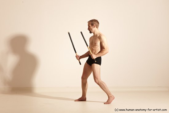 Underwear Fighting Man White Standing poses - ALL Slim Short Blond Standing poses - simple Dynamic poses Academic