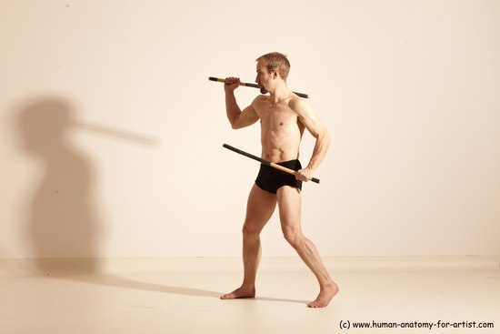 Underwear Fighting Man White Standing poses - ALL Slim Short Blond Standing poses - simple Dynamic poses Academic