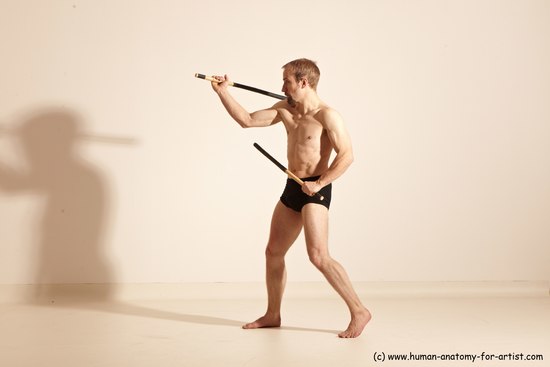 Underwear Fighting Man White Standing poses - ALL Slim Short Blond Standing poses - simple Dynamic poses Academic