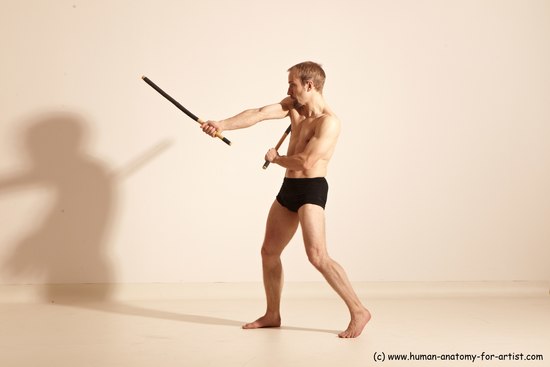 Underwear Fighting Man White Standing poses - ALL Slim Short Blond Standing poses - simple Dynamic poses Academic