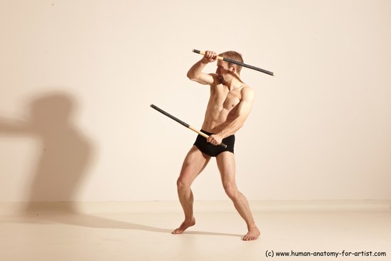 Underwear Fighting Man White Standing poses - ALL Slim Short Blond Standing poses - simple Dynamic poses Academic