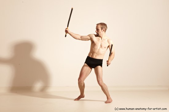 Underwear Fighting Man White Standing poses - ALL Slim Short Blond Standing poses - simple Dynamic poses Academic