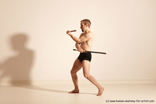 Underwear Fighting Man White Standing poses - ALL Slim Short Blond Standing poses - simple Dynamic poses Academic