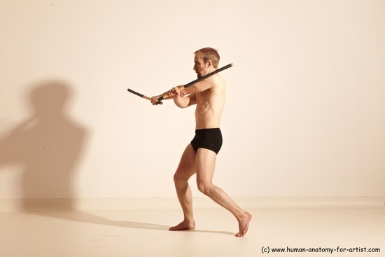 Underwear Fighting Man White Standing poses - ALL Slim Short Blond Standing poses - simple Dynamic poses Academic