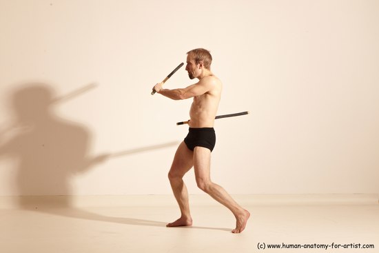 Underwear Fighting Man White Standing poses - ALL Slim Short Blond Standing poses - simple Dynamic poses Academic