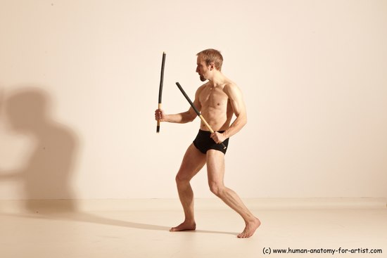 Underwear Fighting Man White Standing poses - ALL Slim Short Blond Standing poses - simple Dynamic poses Academic