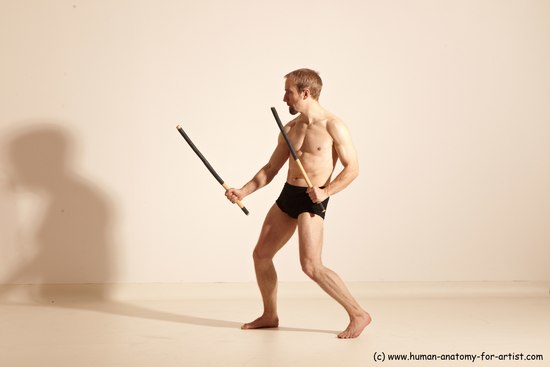 Underwear Fighting Man White Standing poses - ALL Slim Short Blond Standing poses - simple Dynamic poses Academic