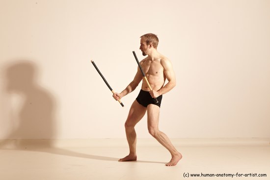 Underwear Fighting Man White Standing poses - ALL Slim Short Blond Standing poses - simple Dynamic poses Academic